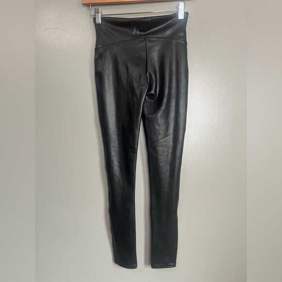 Spanx faux leather leggings black small petite rocker edgy grunge - Picture 7 of 7